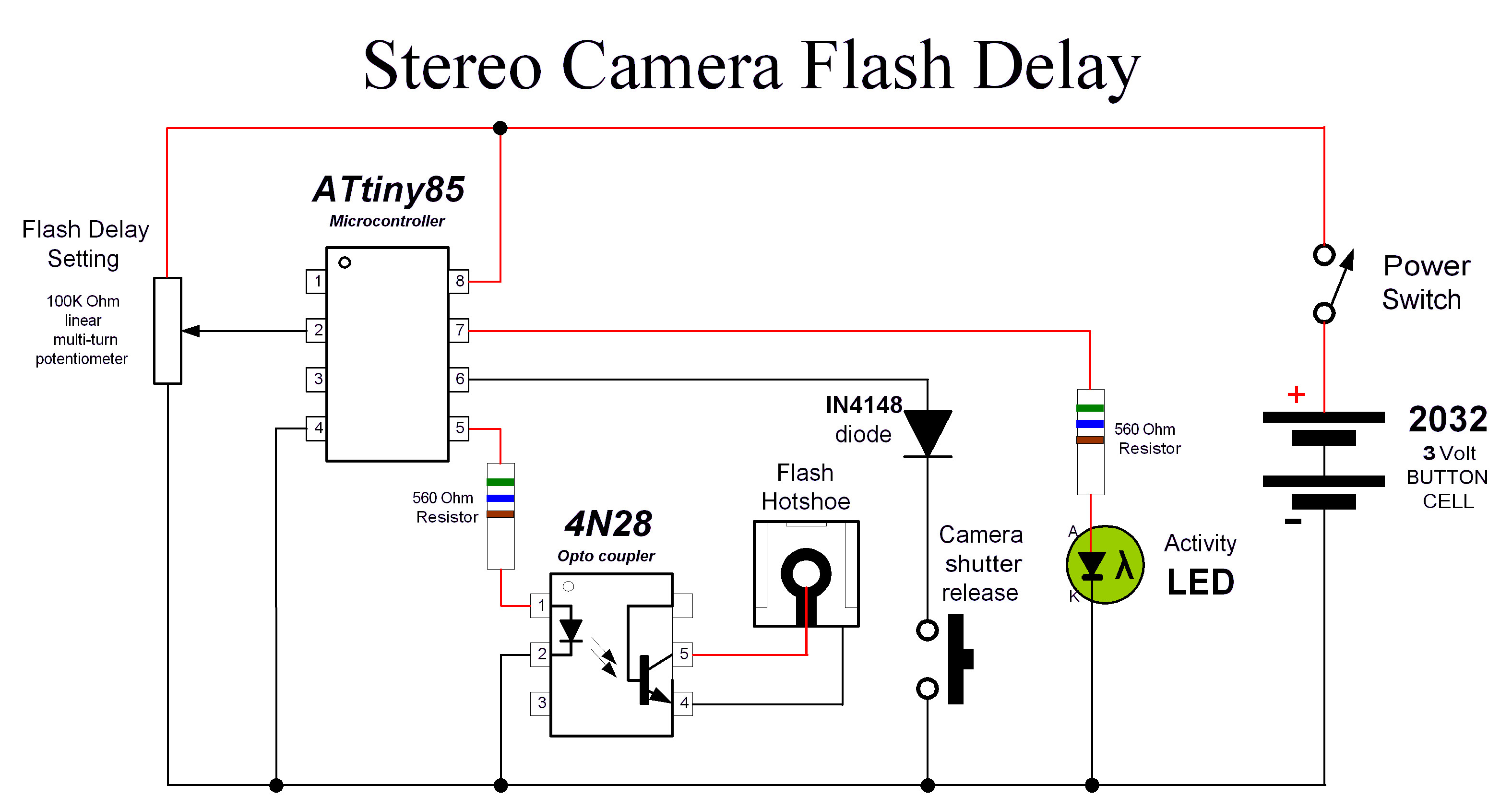 Stereo Camera flash delay circuit